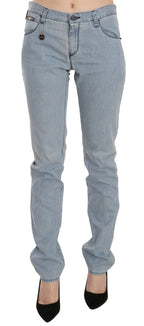 Light Blue Mid Waist Skinny Denim Jeans