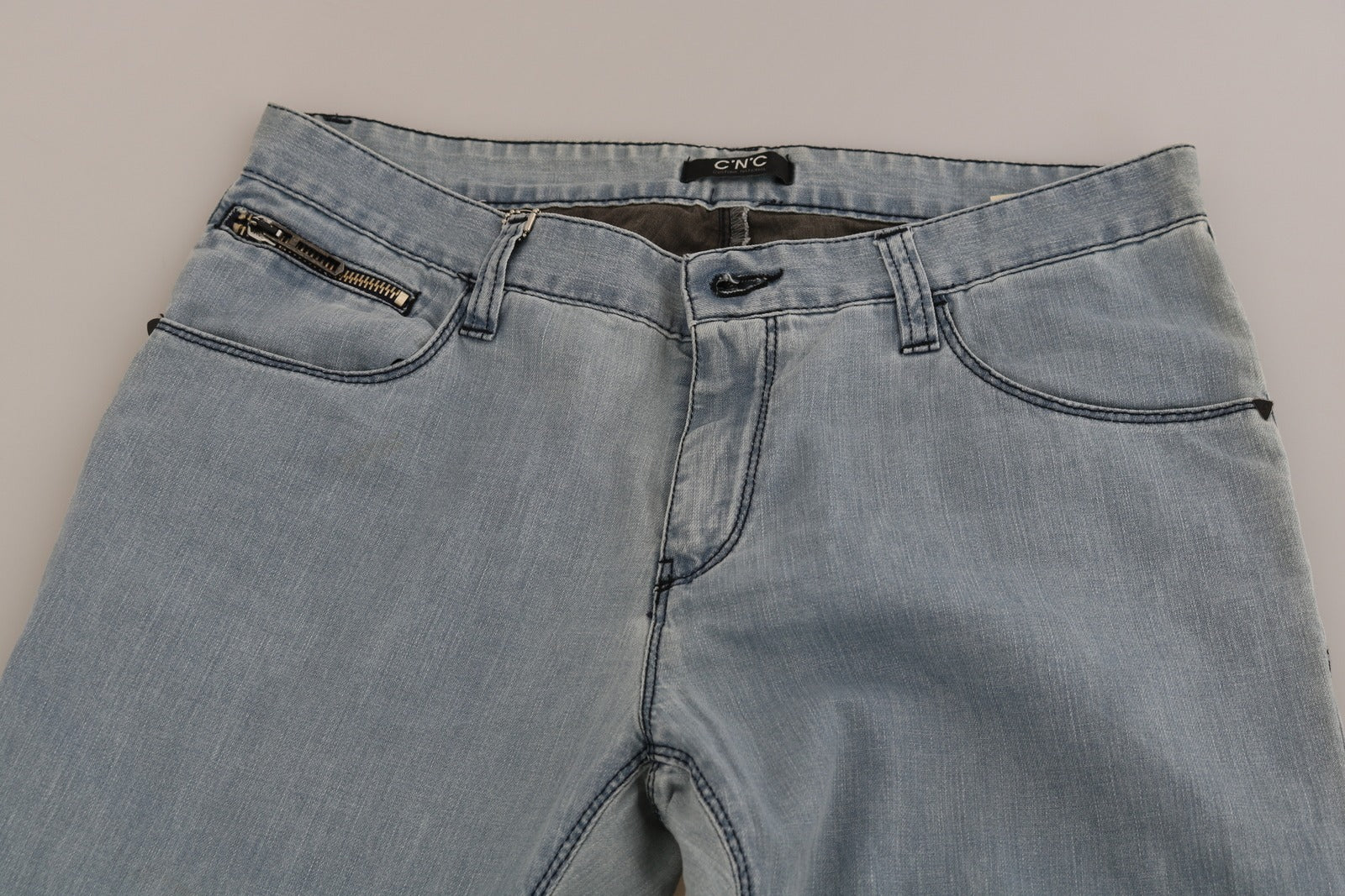 Light Blue Mid Waist Skinny Denim Jeans