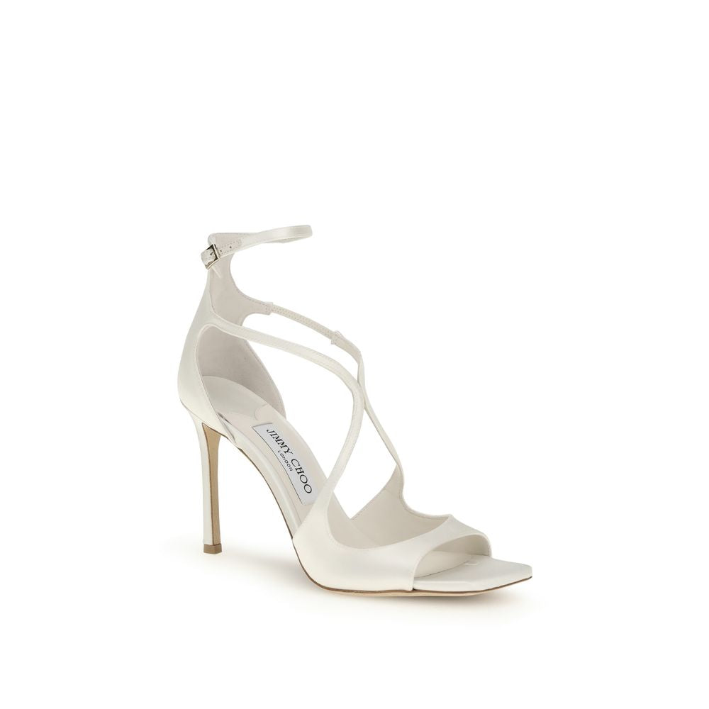 White Silk Stiletto Heel Sandals