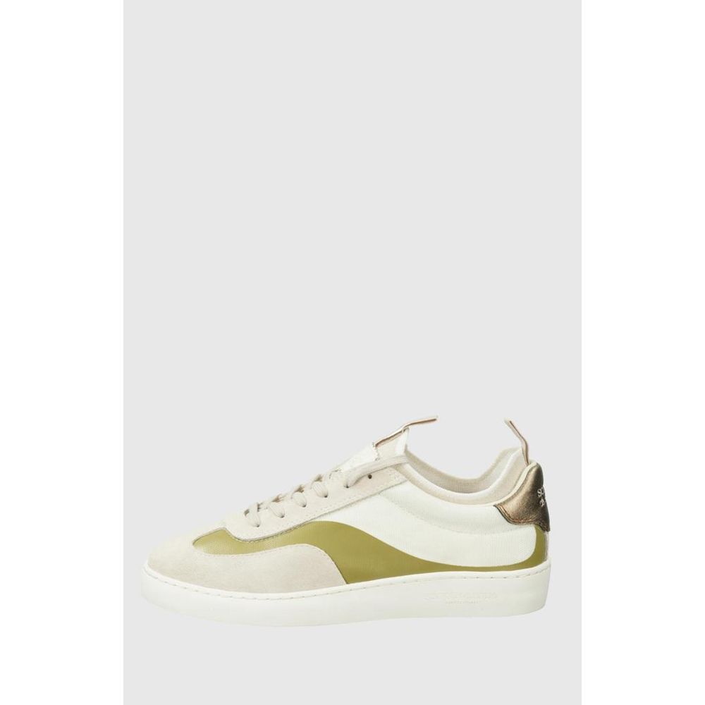 Beige Leather Low Top Sneakers