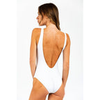 White Polyamide One-Piece Swimsuit