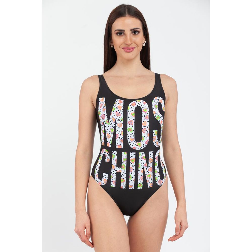 Black Polyester One-Piece Swimsuit