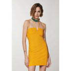 Orange Polyester Casual Dress