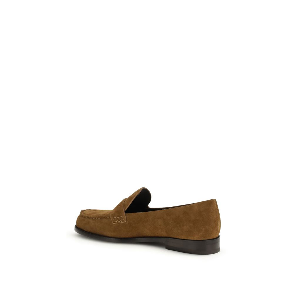 Beige Calf Leather Bos Taurus Slip-On Loafers