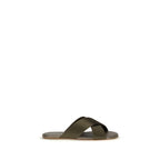 Brown Silk Flat Sandals