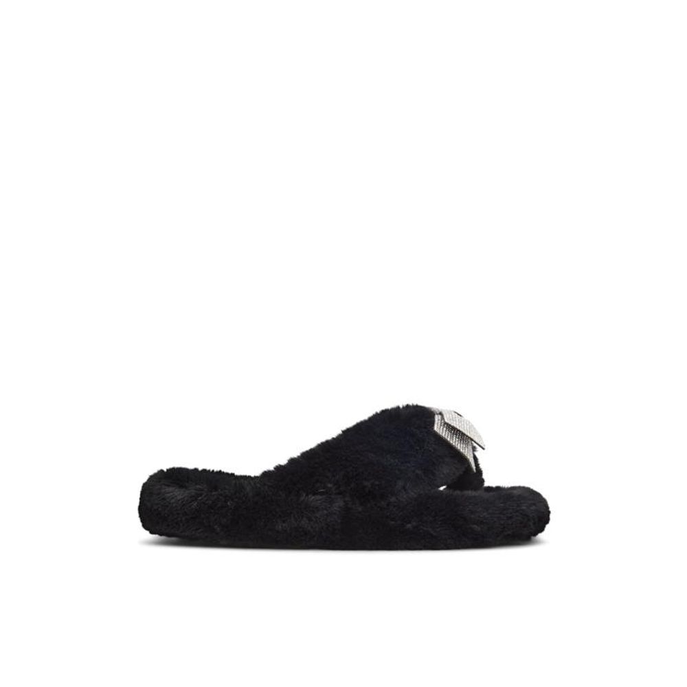 Black Polyester Slippers