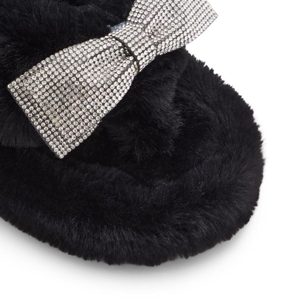 Black Polyester Slippers