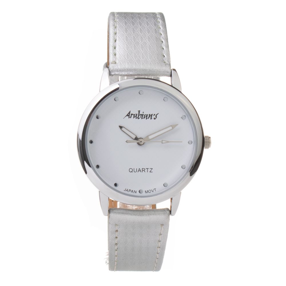 Silver Leather Dress Watch
