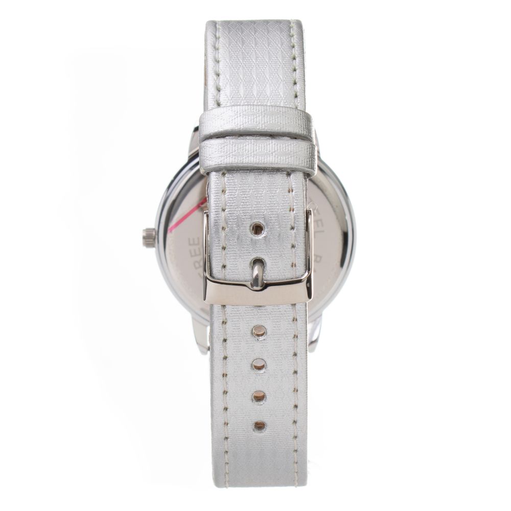 Silver Leather Dress Watch