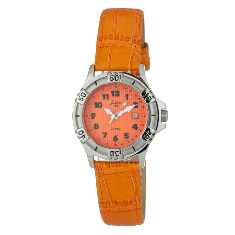 Orange Leather Dress Watch