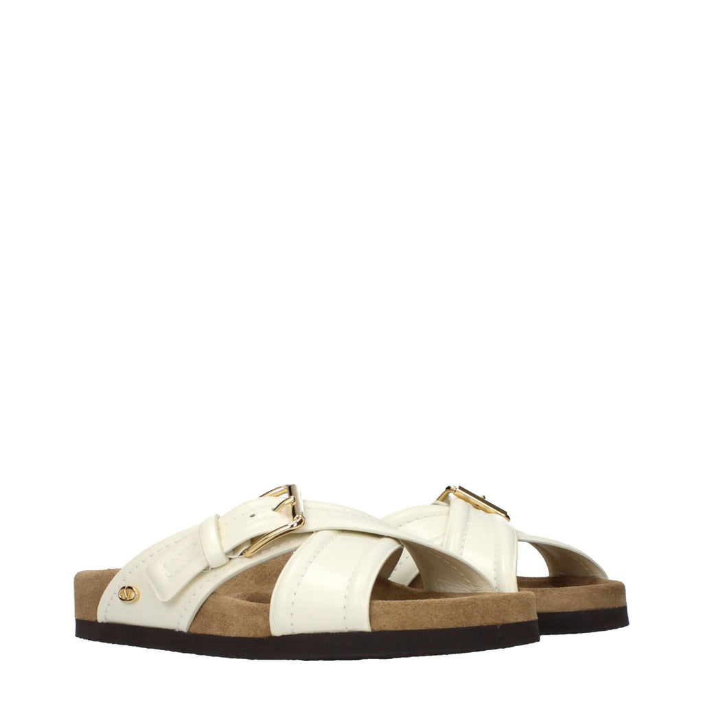 Beige Leather Slippers