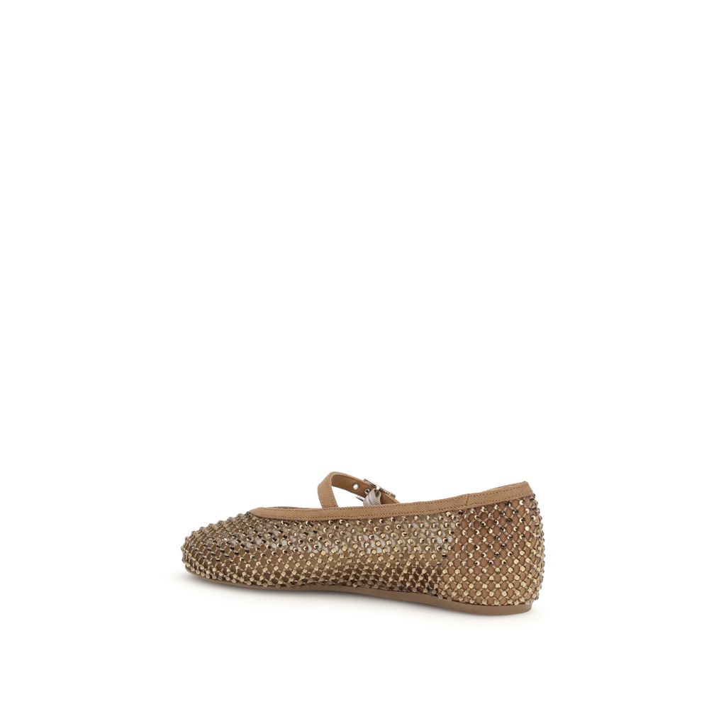 Brown Nylon Ballet Flats