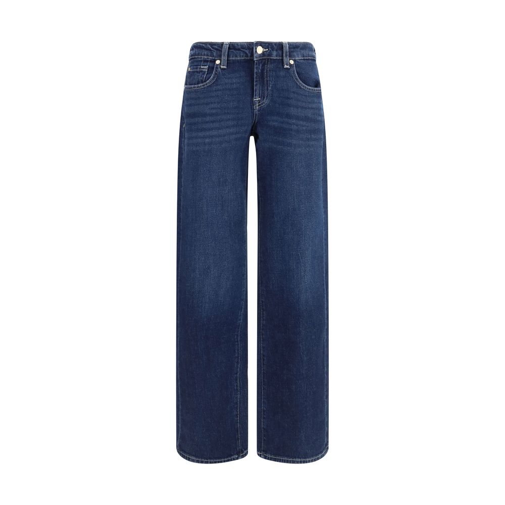 Blue Cotton Straight-Leg Jeans
