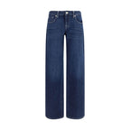 Blue Cotton Straight-Leg Jeans