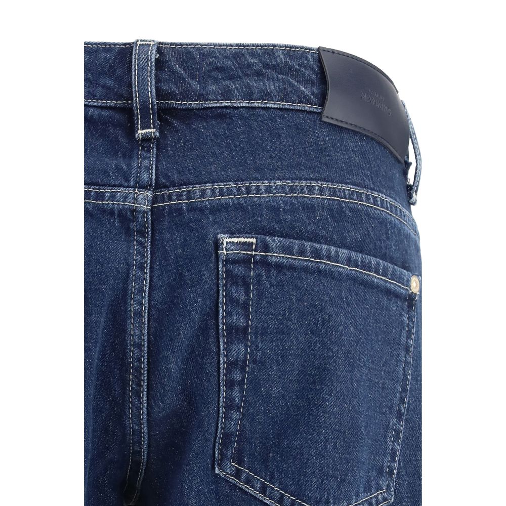 Blue Cotton Straight-Leg Jeans