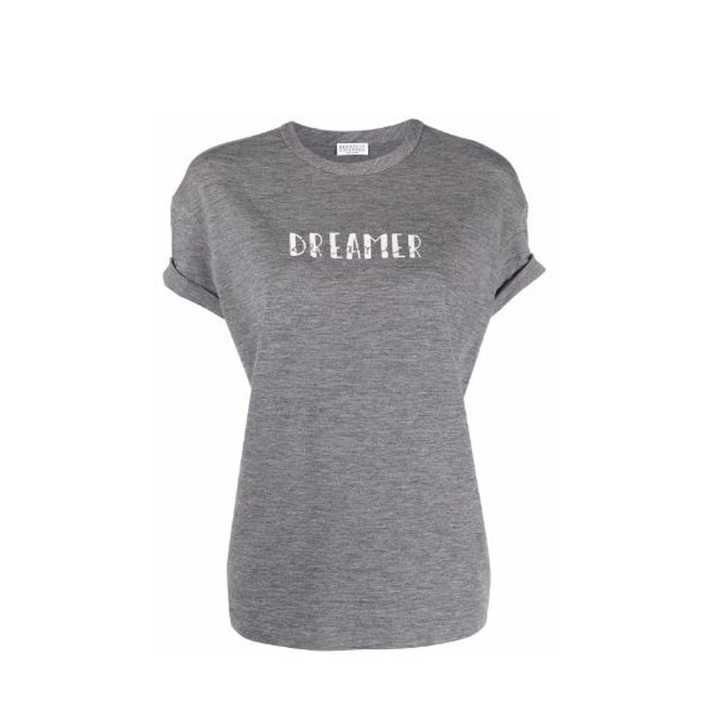 Gray Elastane T-Shirt