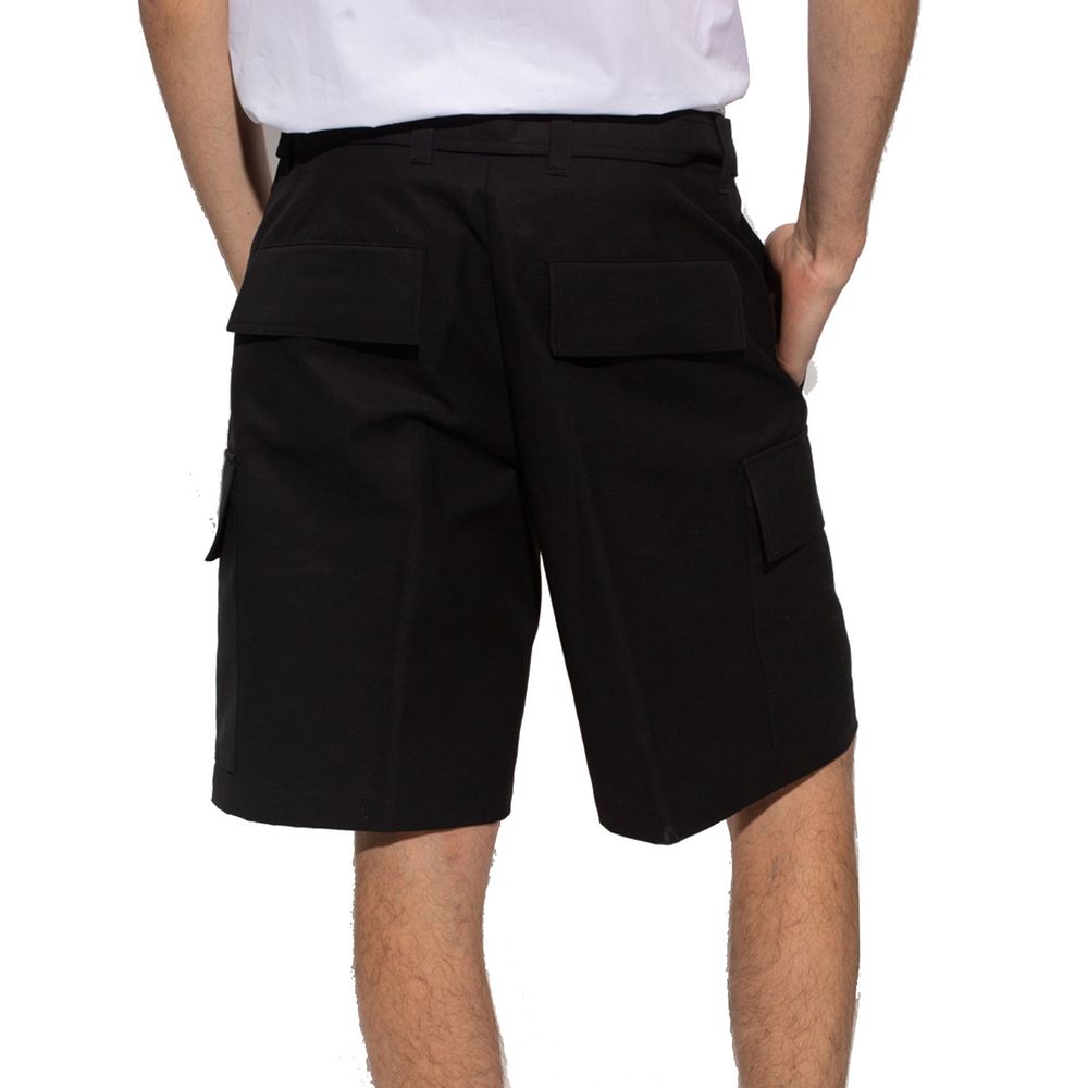 Black Cotton Cargo Shorts