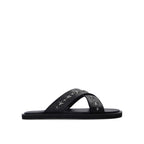 Black Calfskin Strap-On Sandals