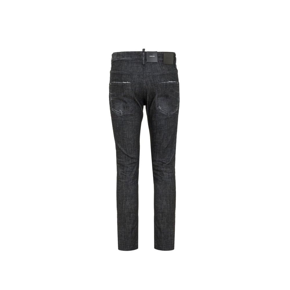 Black Cotton Slim Fit Jeans