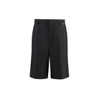 Black Polyester Bermuda Shorts