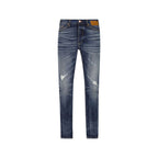 Blue Cotton Straight-Leg Jeans