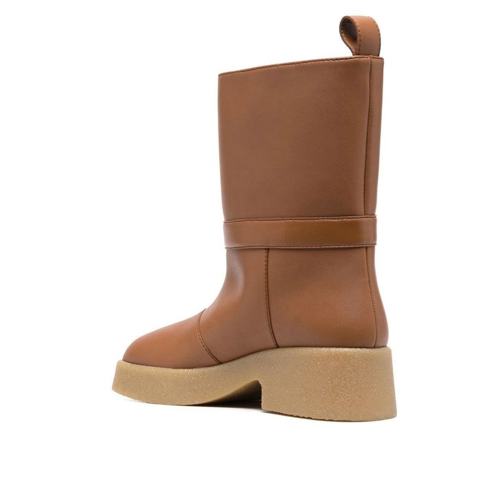 Brown Polyethylene Ankle Boots