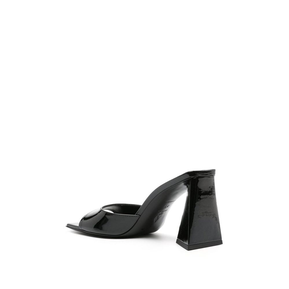 Black Calfskin Stiletto Heel Sandals