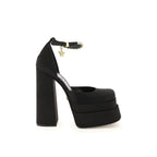 Black Silk Platform Pumps