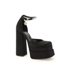 Black Silk Platform Pumps
