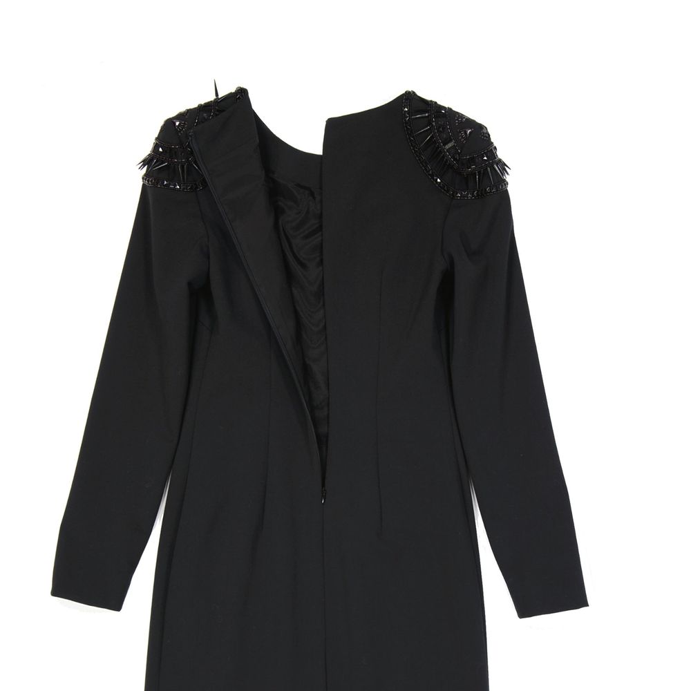 Black Elastane Casual Dress