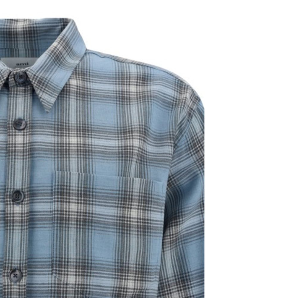 Blue Virgin Wool Pattern Shirt
