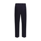 Blue Cotton Casual Pants