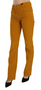 Orange High Waist Straight Trouser Pants