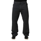 Black Straight Fit Mid Waist Denim Trouser Jeans