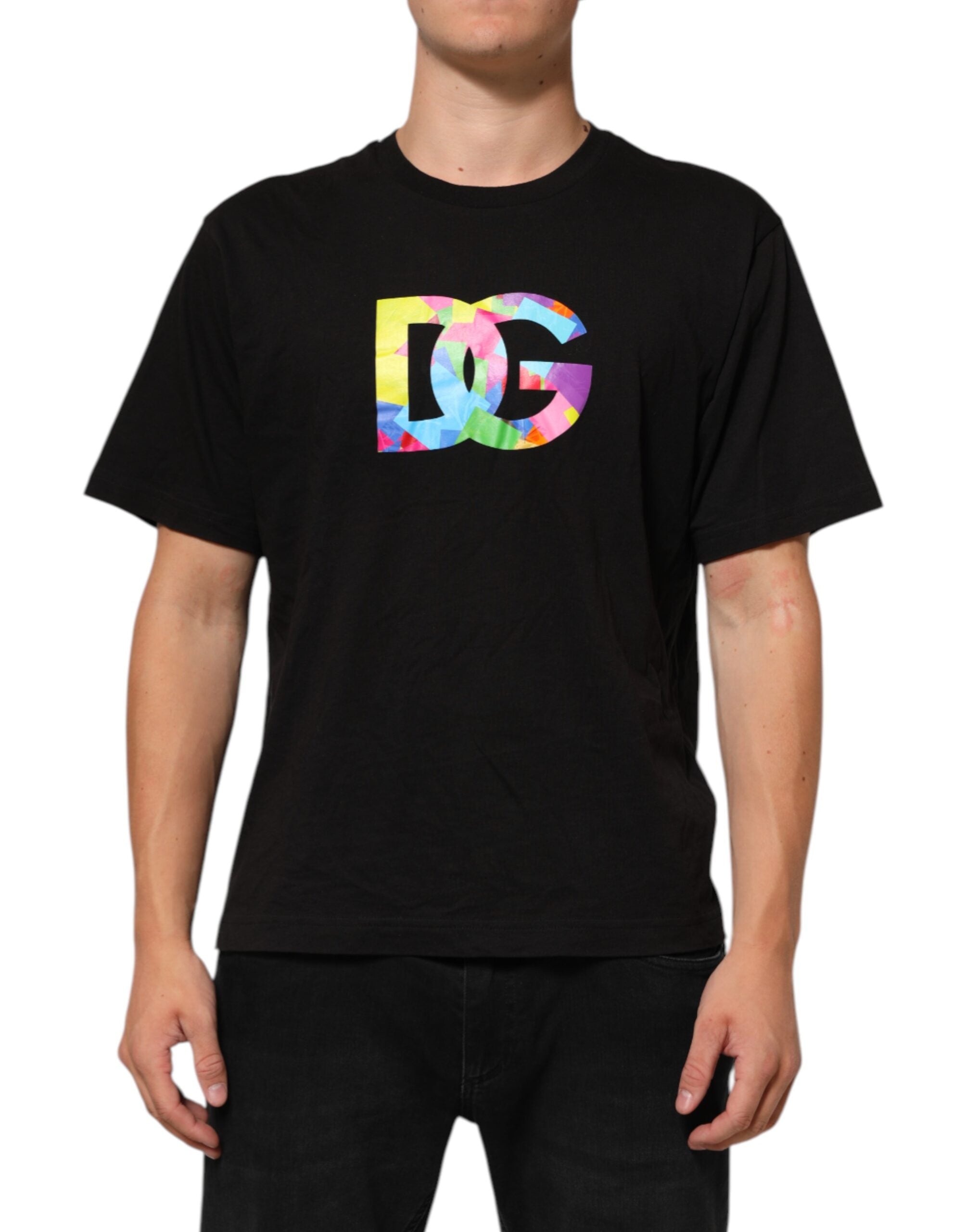 Black Logo Print Cotton Crew Neck T-shirt