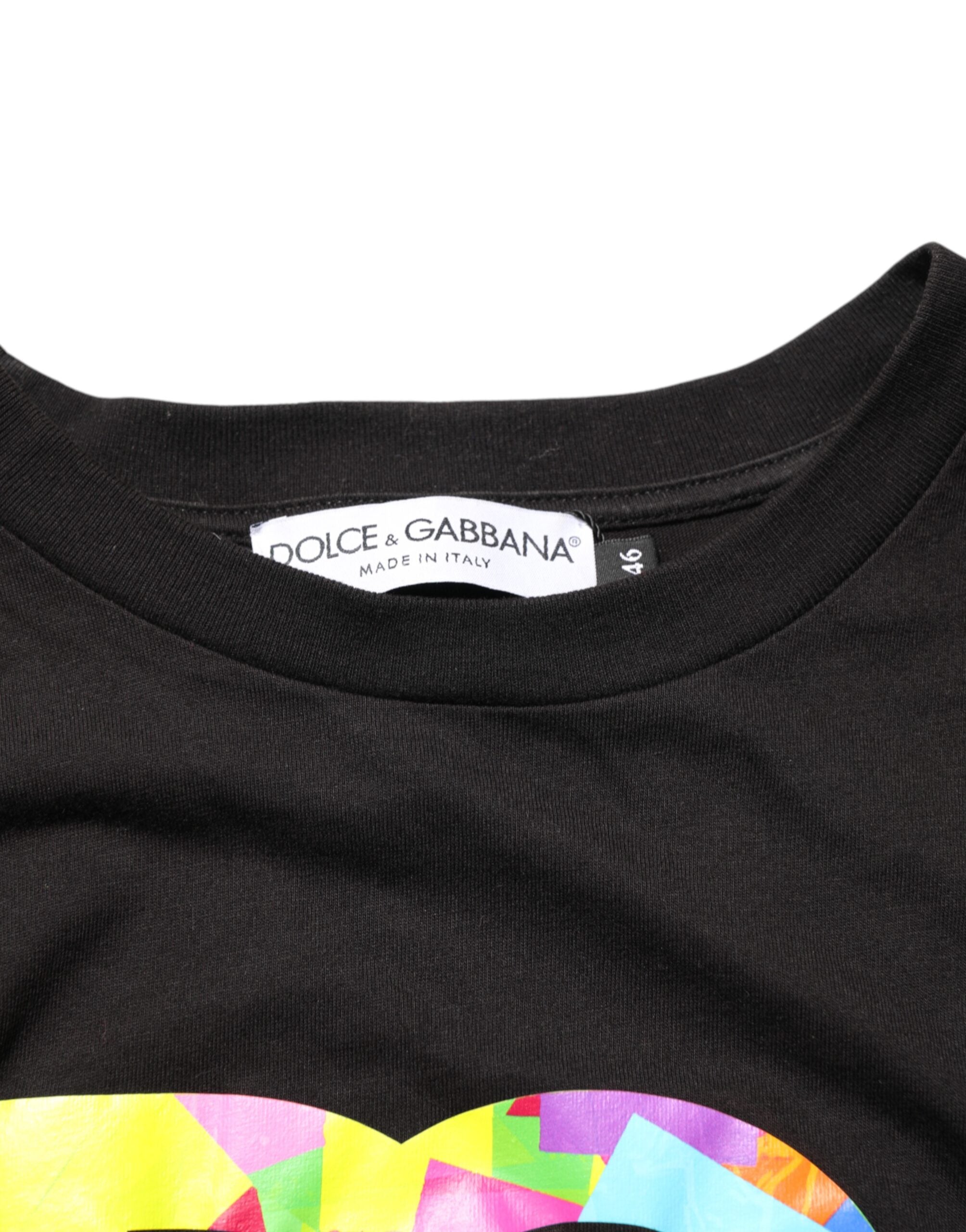 Black Logo Print Cotton Crew Neck T-shirt