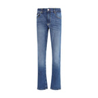 Blue Cotton Straight-Leg Jeans