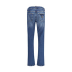 Blue Cotton Straight-Leg Jeans