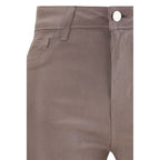 Beige Cotton Casual Pants