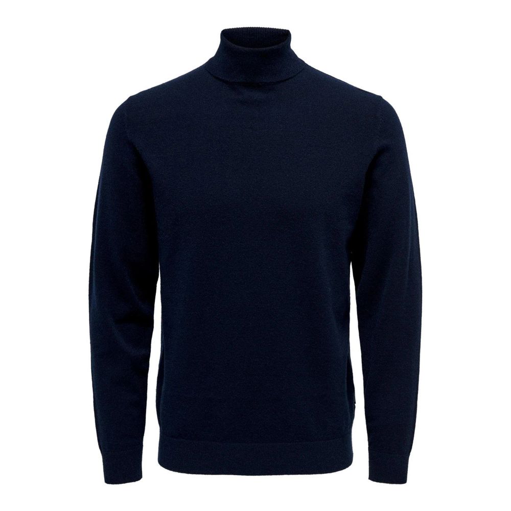 Blue Polyester Turtleneck