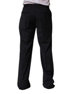 Black Stripe Straight Men Dress Trouser Pants
