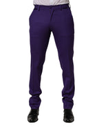 Purple Wool Skinny Dress Men Trouser Pants
