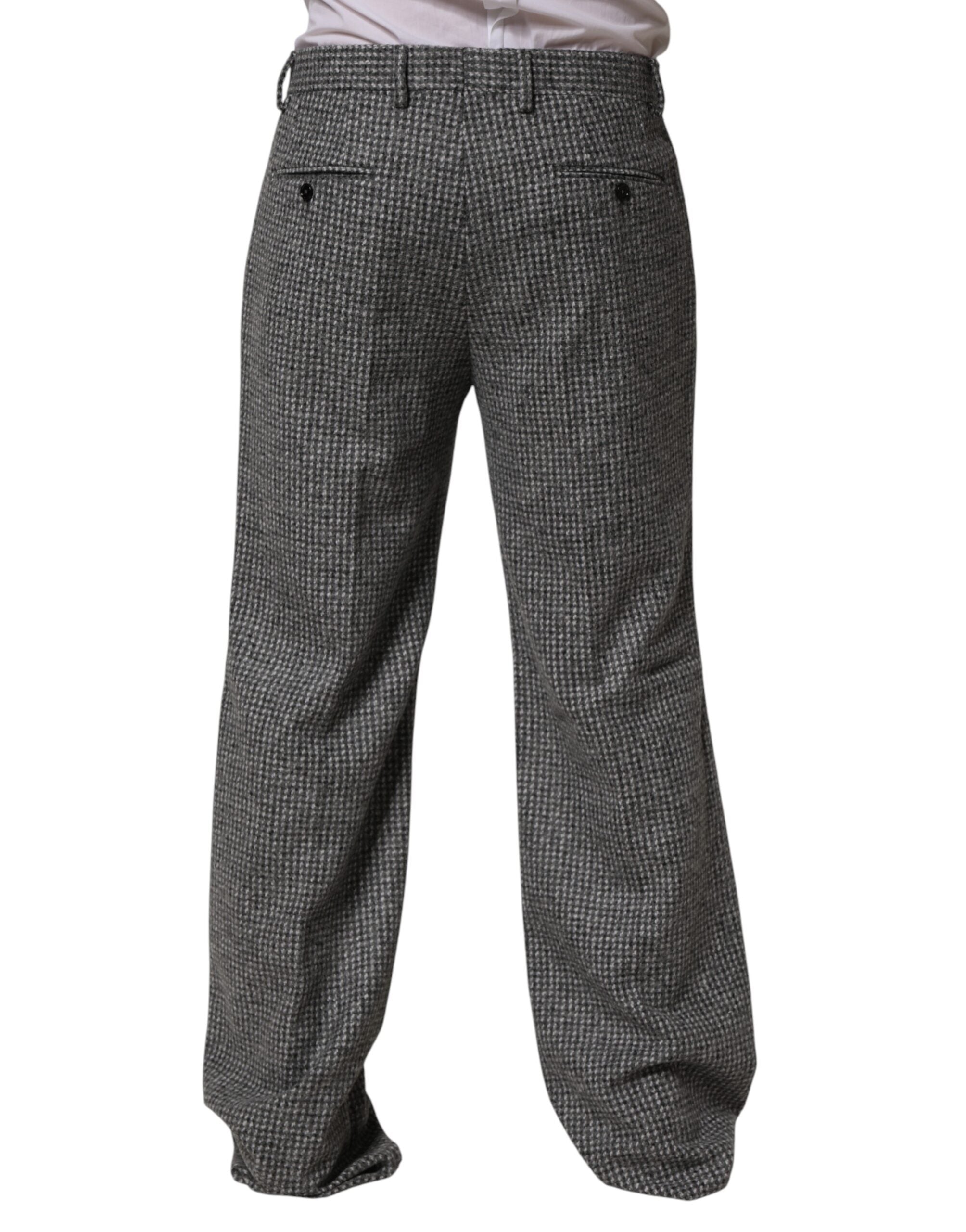 Gray Houndstooth Straight Dress Trouser Pants