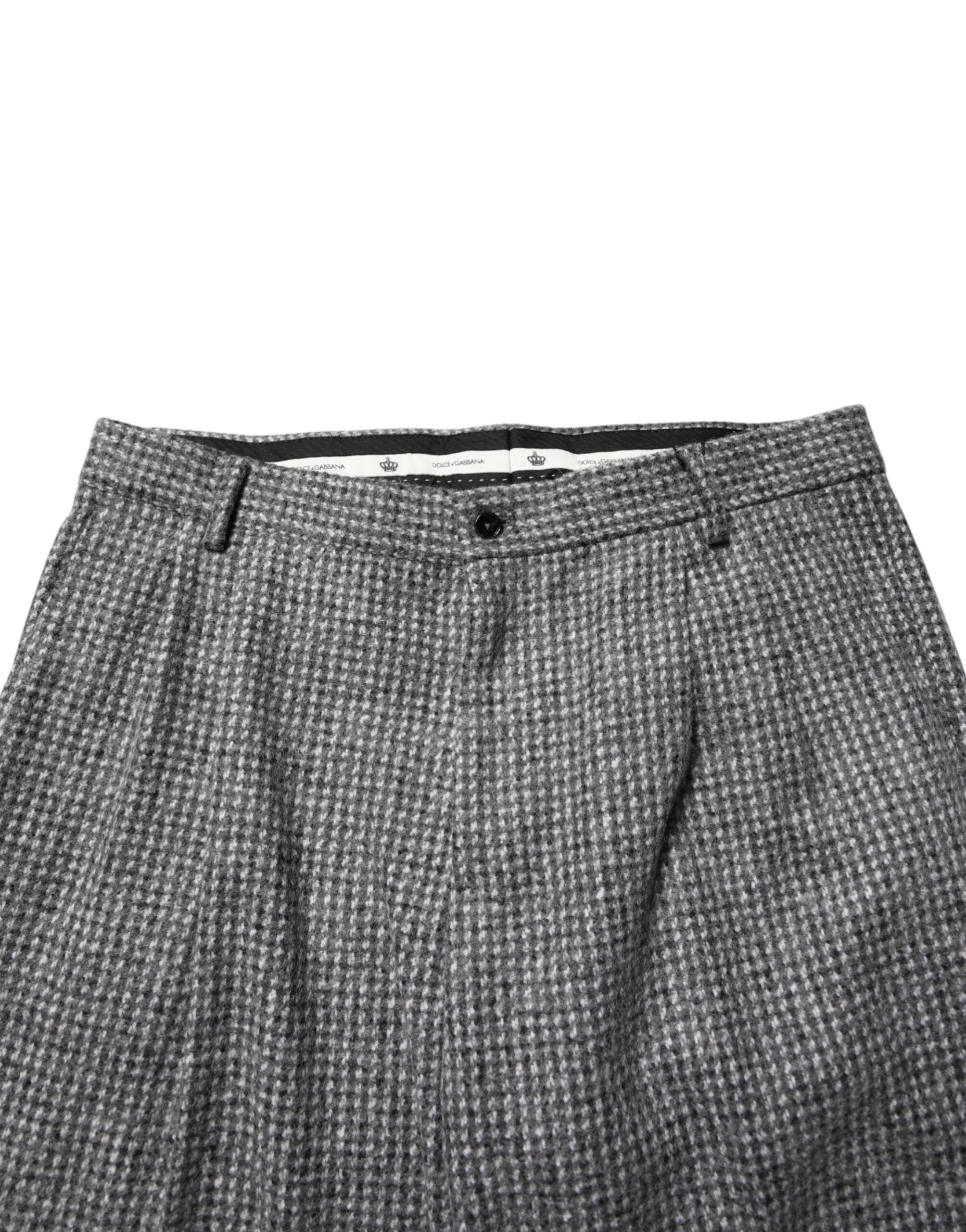 Gray Houndstooth Straight Dress Trouser Pants