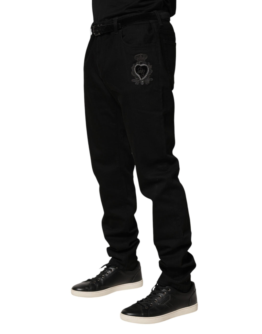 Black Sacred Heart Skinny Men Denim Jeans