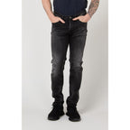 Black Cotton Slim Fit Jeans