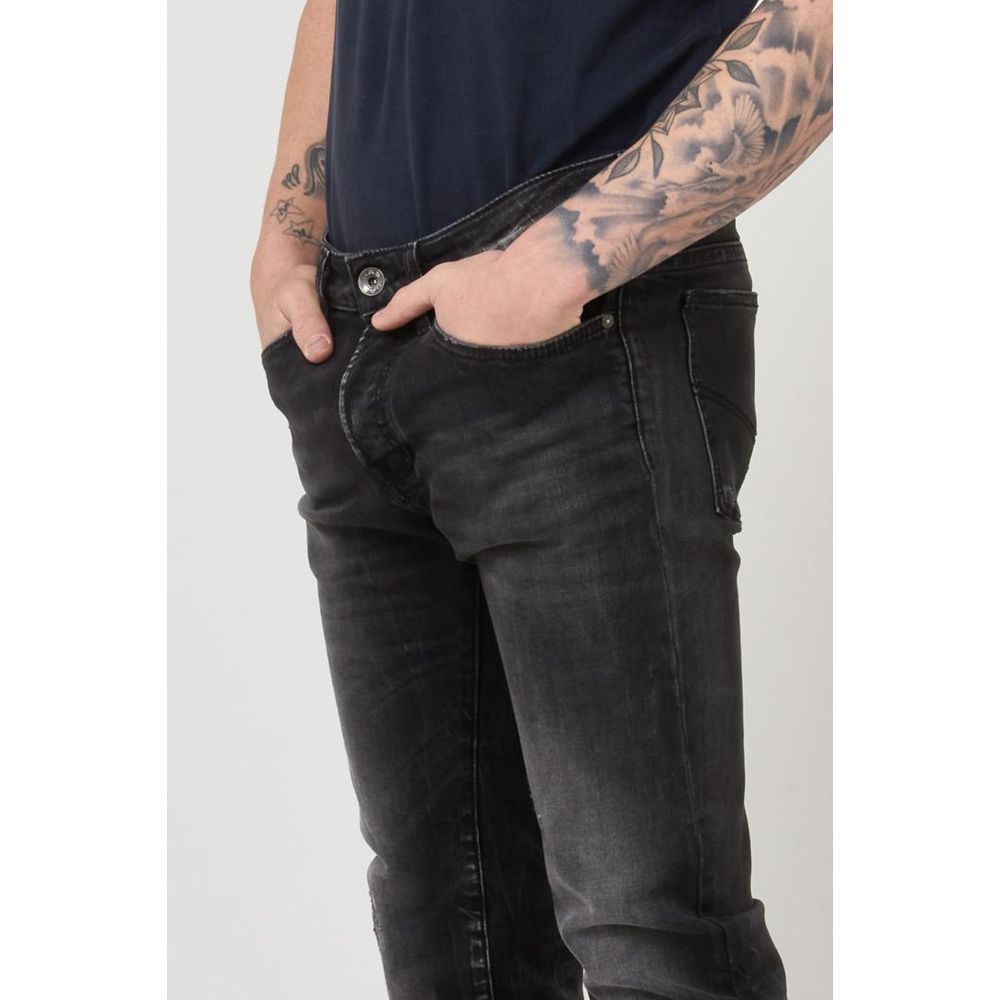 Black Cotton Slim Fit Jeans