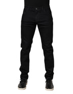 Black Floral Cotton Skinny Men Denim Jeans