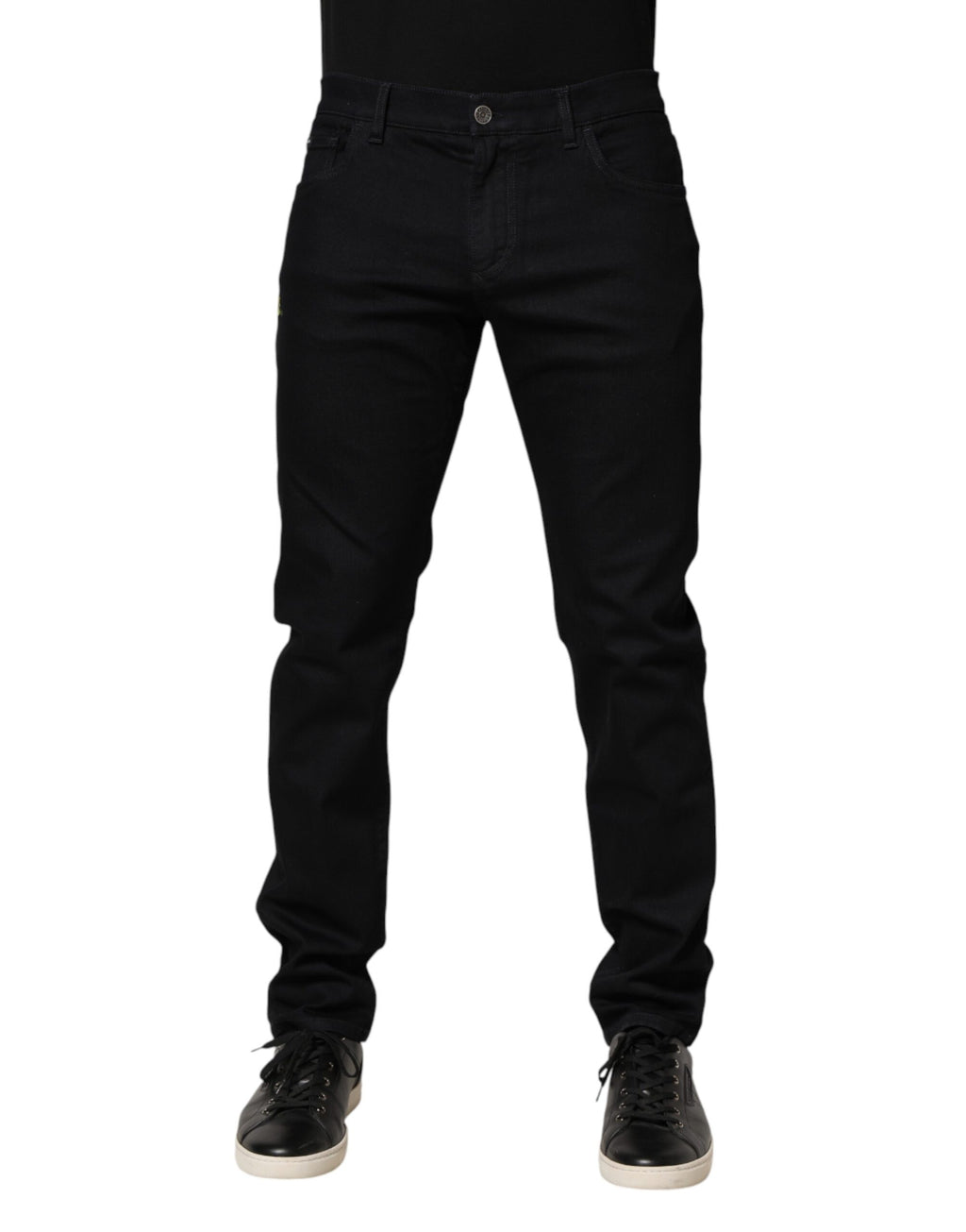 Black Floral Cotton Skinny Men Denim Jeans