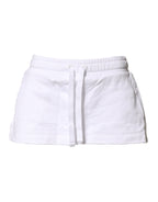 White Cotton Blend Mid Waist A-line Mini Skirt
